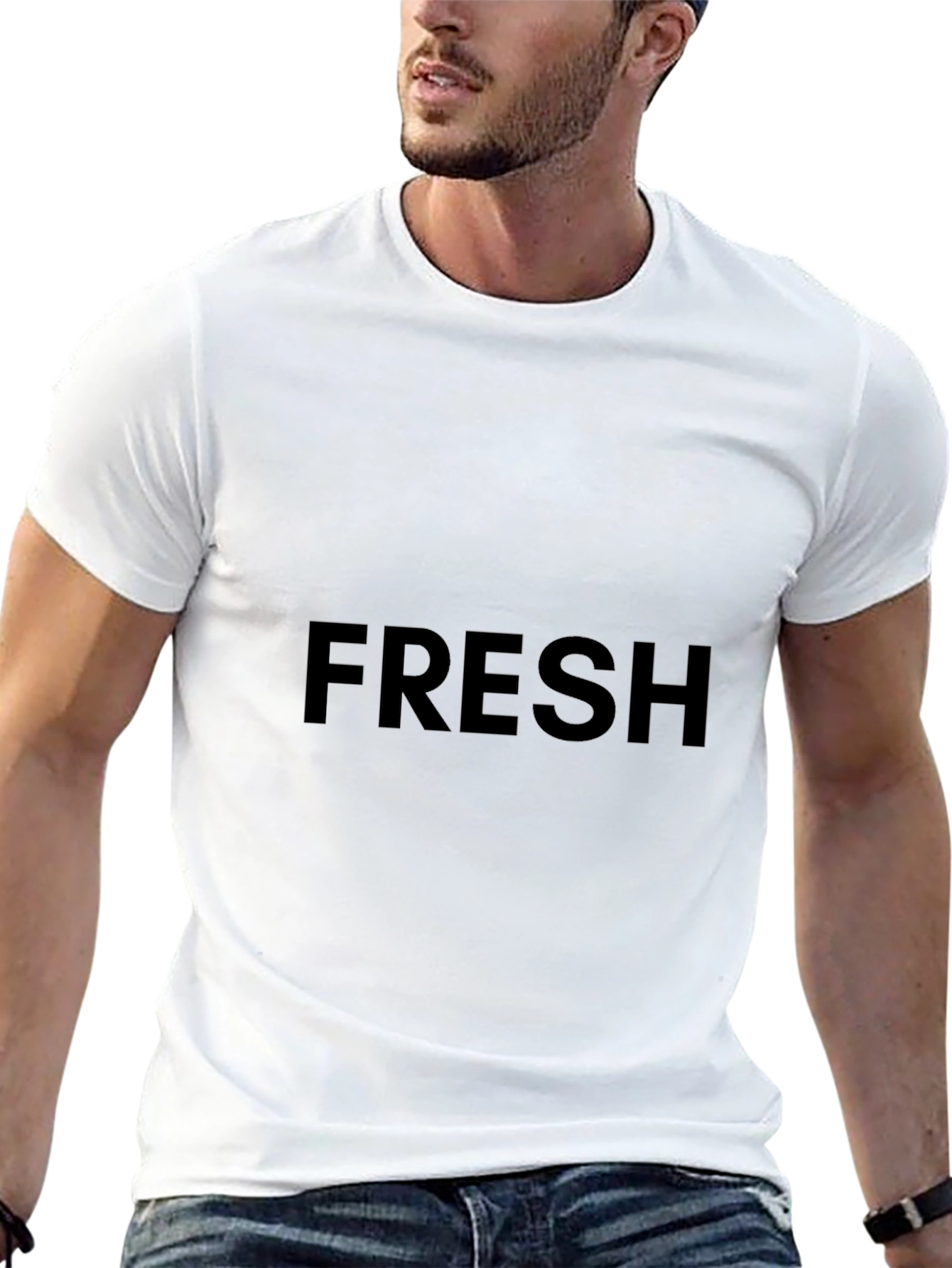 Mens Black FRESH Graphic Tee - Casual Comfort