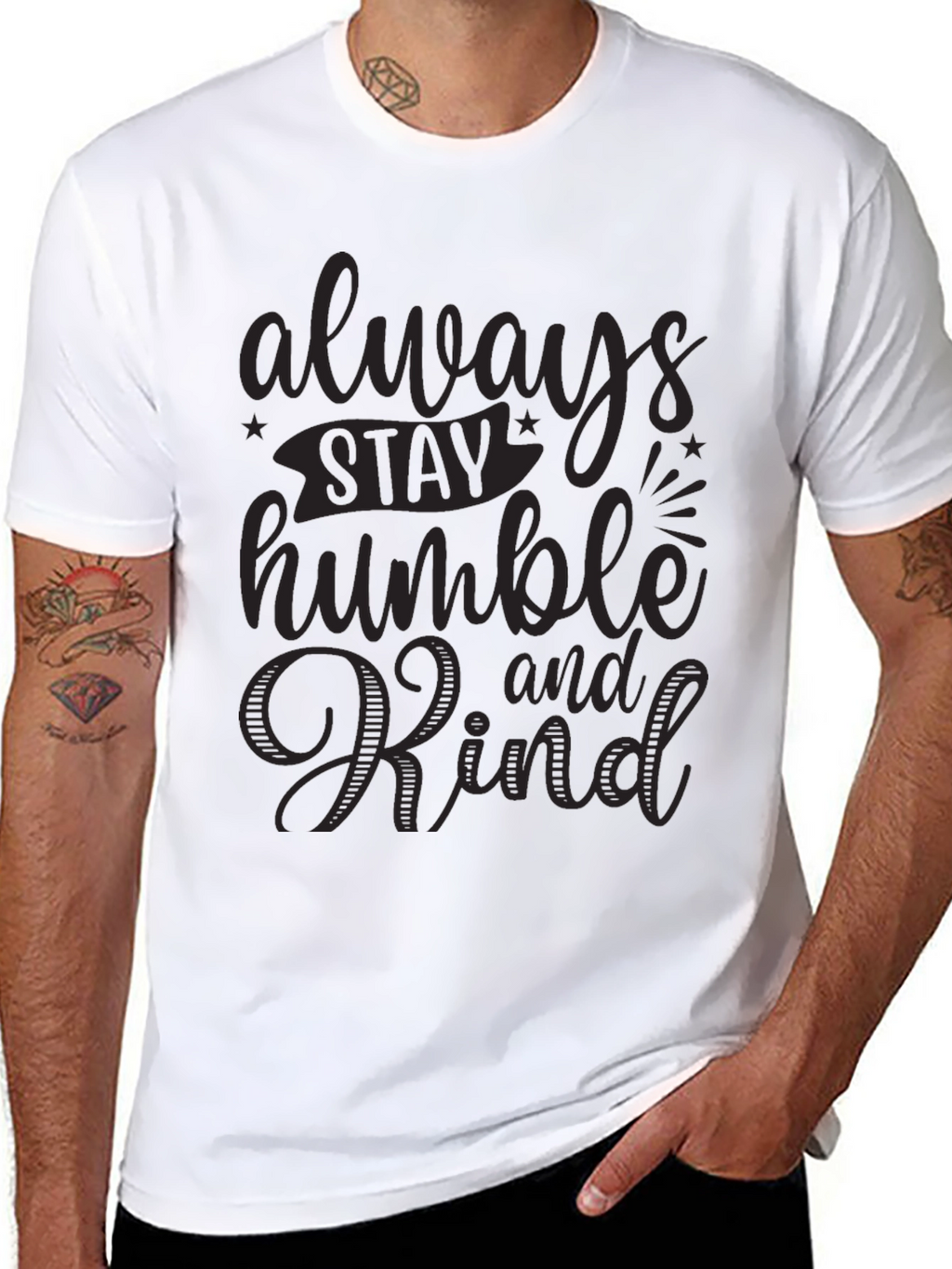 Always Stay Humble and Kind Black Graphic Tee