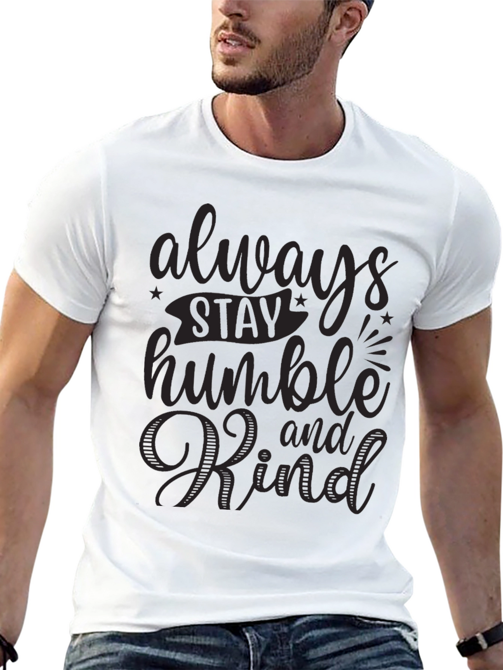 Always Stay Humble and Kind Black Graphic Tee