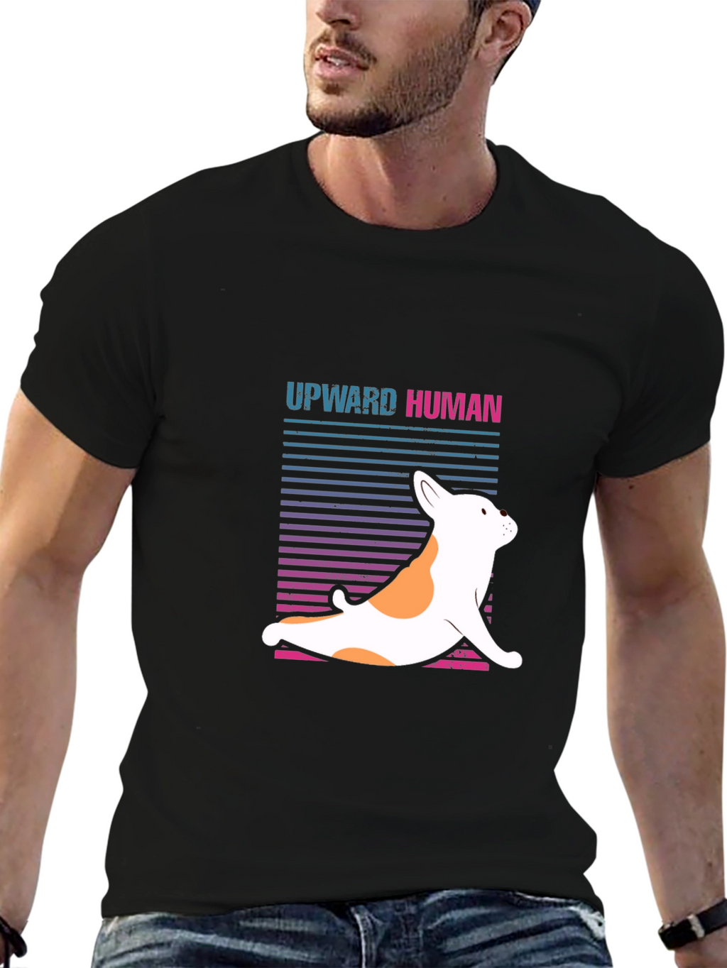 Upward Human Dog Yoga Graphic T-Shirt