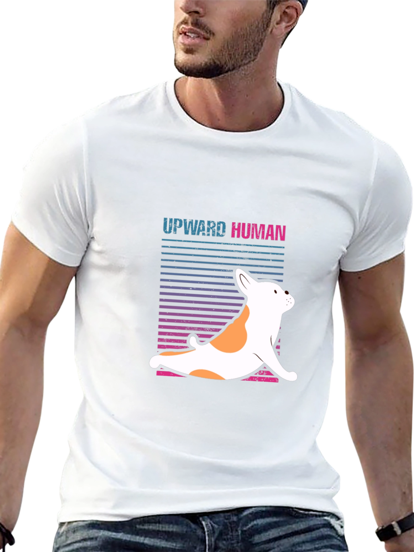 Upward Human Dog Yoga Graphic T-Shirt