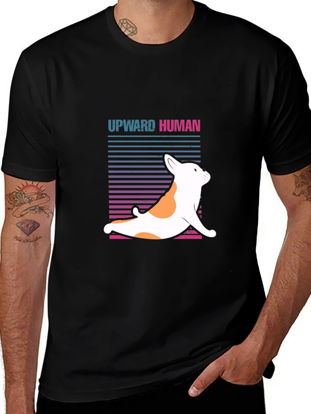 Upward Human Dog Yoga Graphic T-Shirt