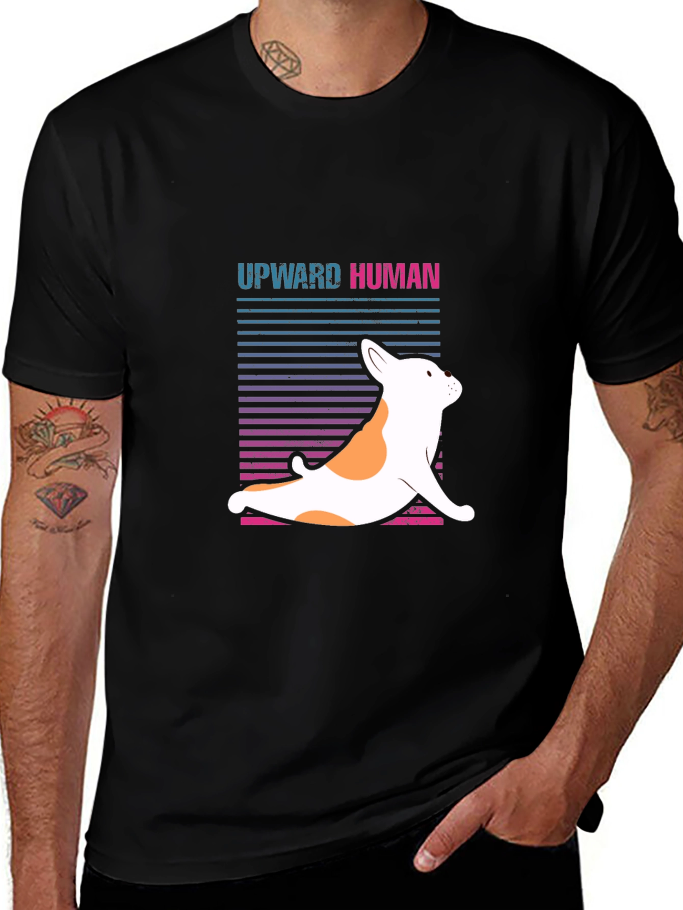 Upward Human Dog Yoga Graphic T-Shirt