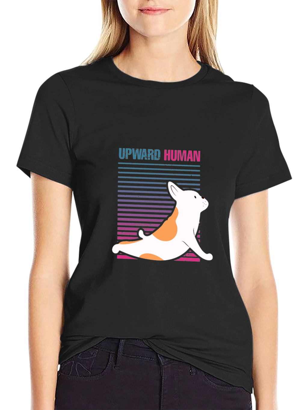 Upward Human Dog Yoga Graphic T-Shirt