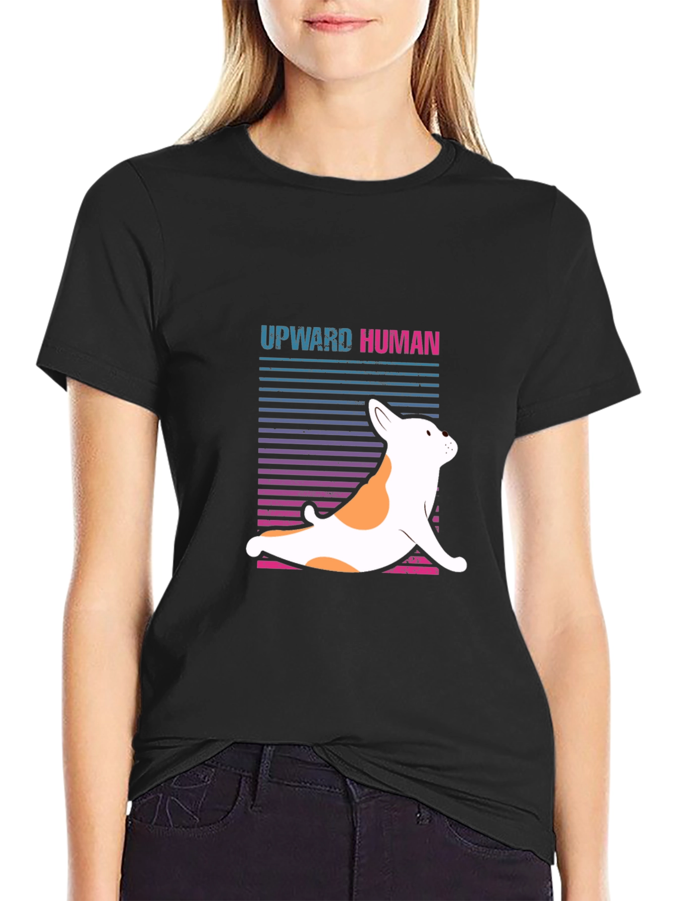 Upward Human Dog Yoga Graphic T-Shirt
