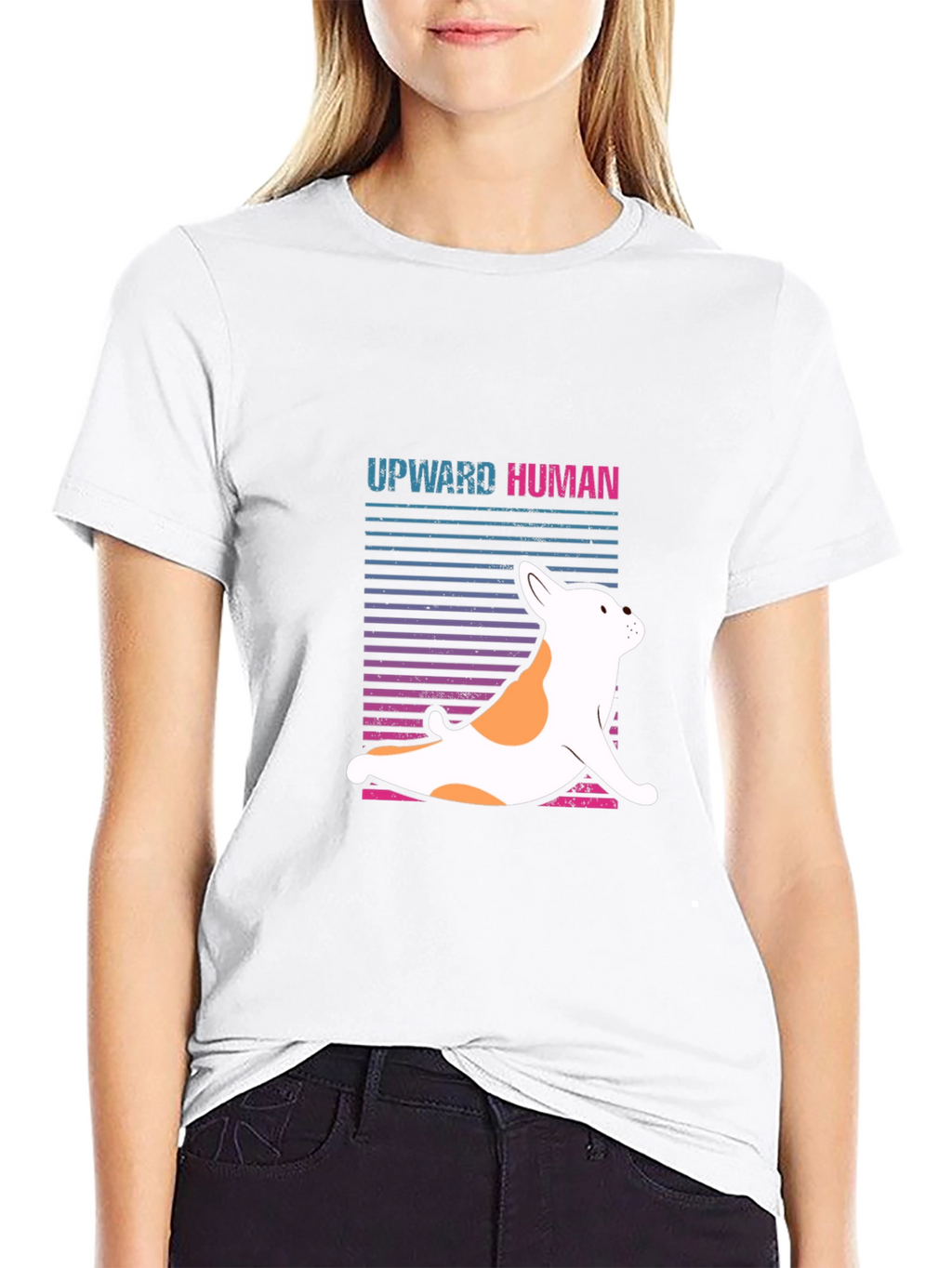 Upward Human Dog Yoga Graphic T-Shirt
