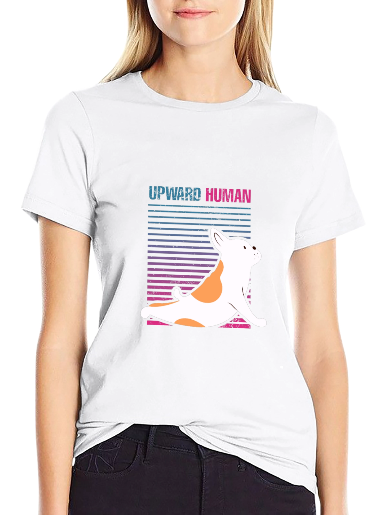Upward Human Dog Yoga Graphic T-Shirt