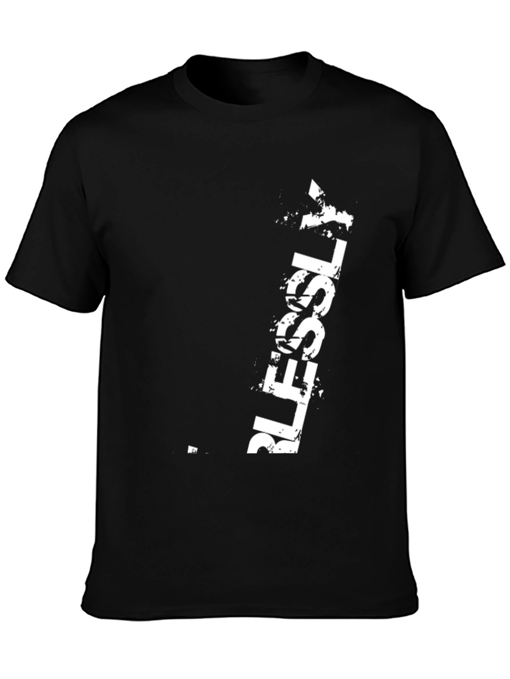 Mens Black T-Shirt with White BLESSLY Print