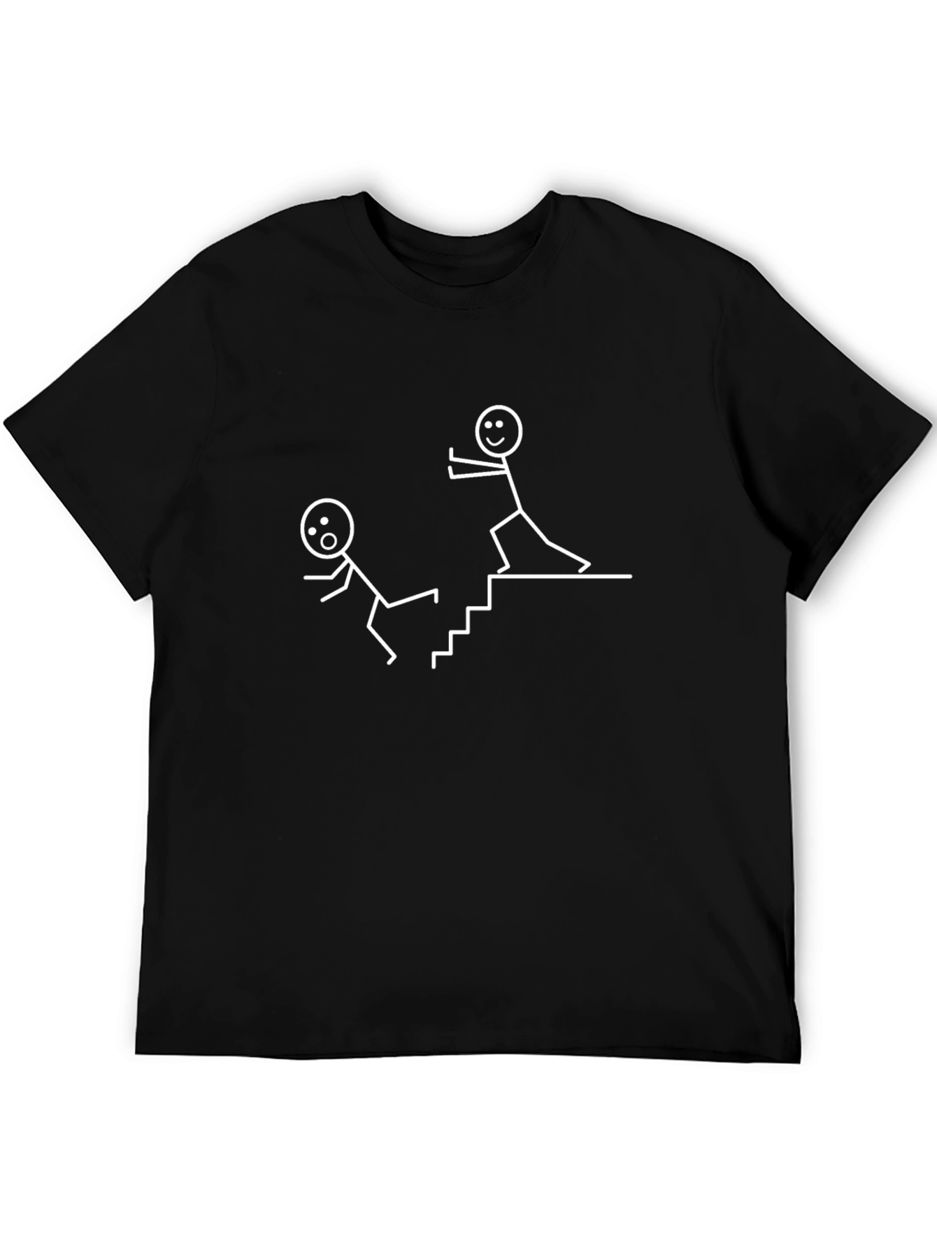 Funny Stick Figure T-Shirt - Going Down Stairs