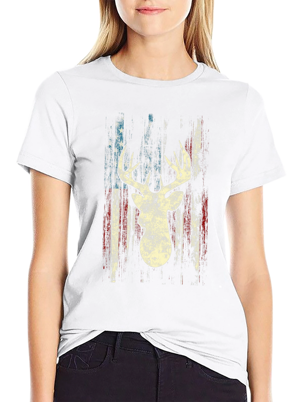 Deer Silhouette American Flag Graphic Tee