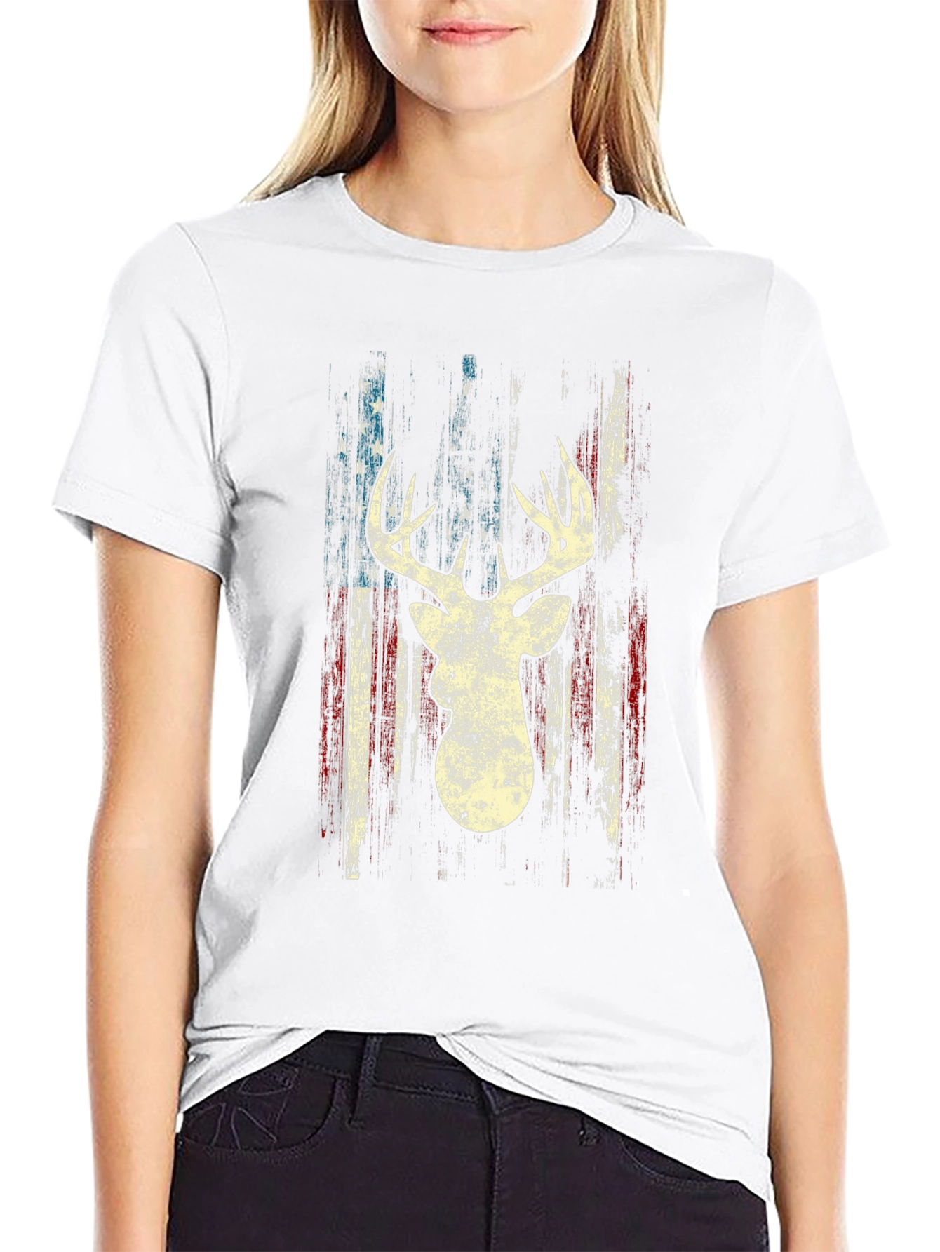Deer Silhouette American Flag Graphic Tee