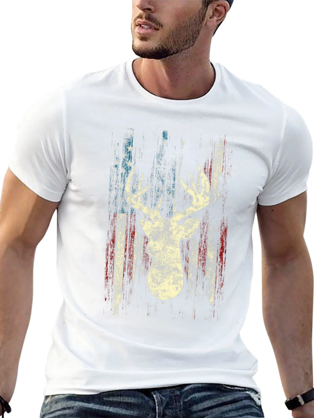 Deer Silhouette American Flag Graphic Tee