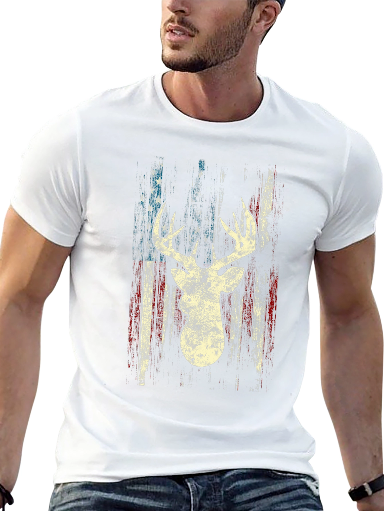 Deer Silhouette American Flag Graphic Tee