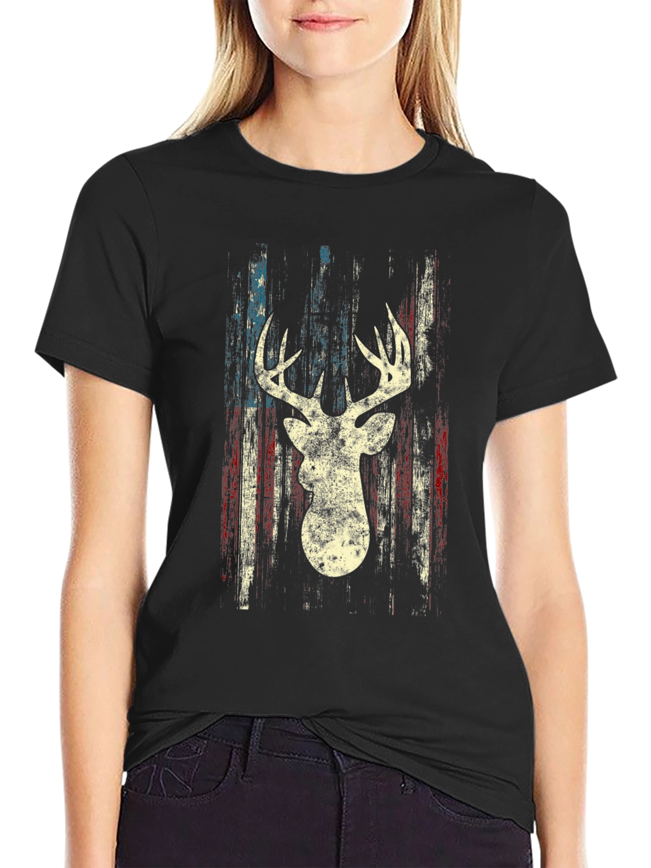 Deer Silhouette American Flag Graphic Tee