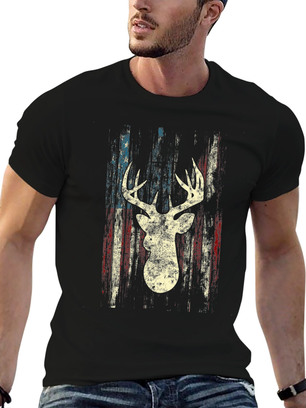 Deer Silhouette American Flag Graphic Tee