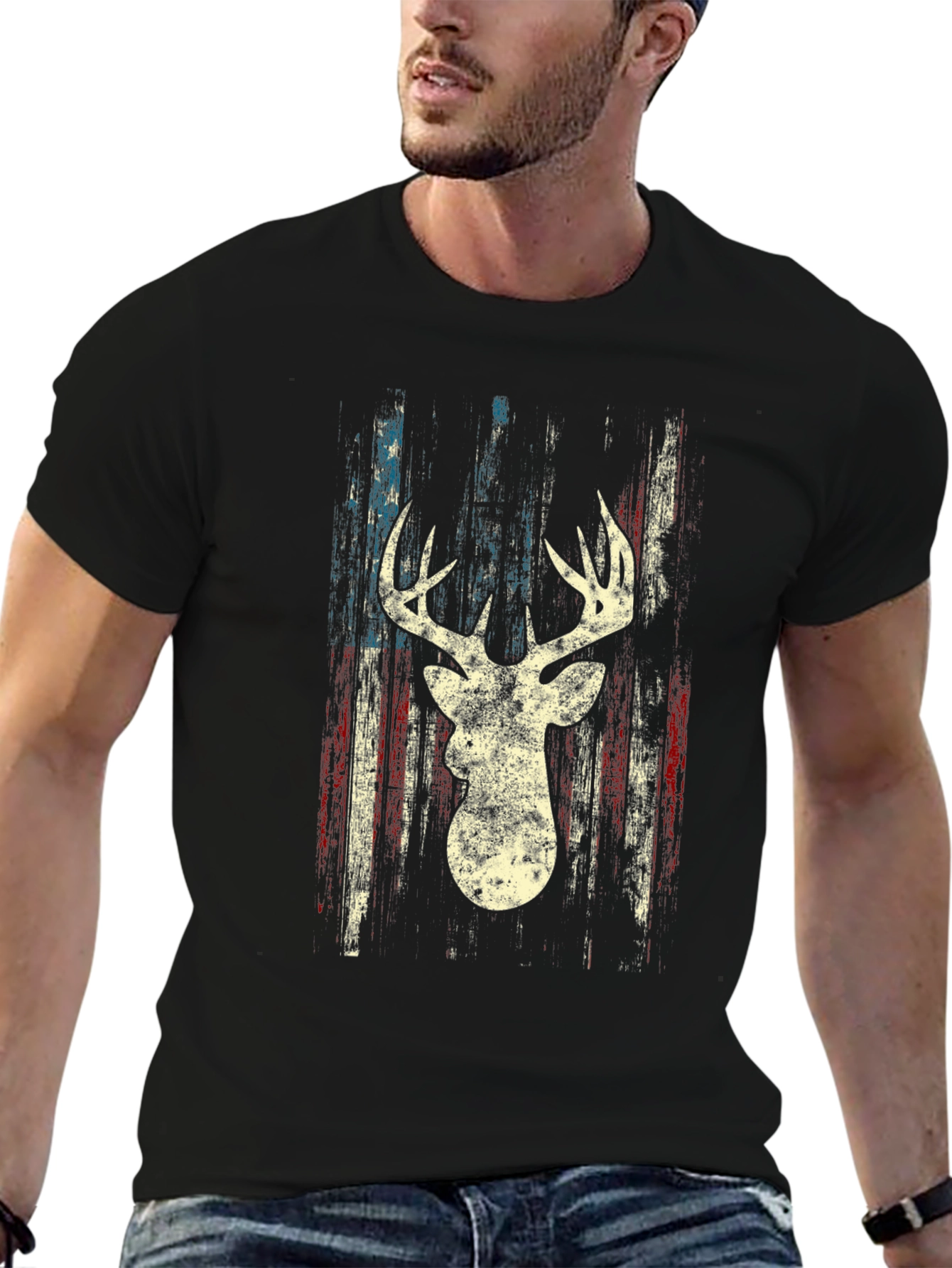 Deer Silhouette American Flag Graphic Tee