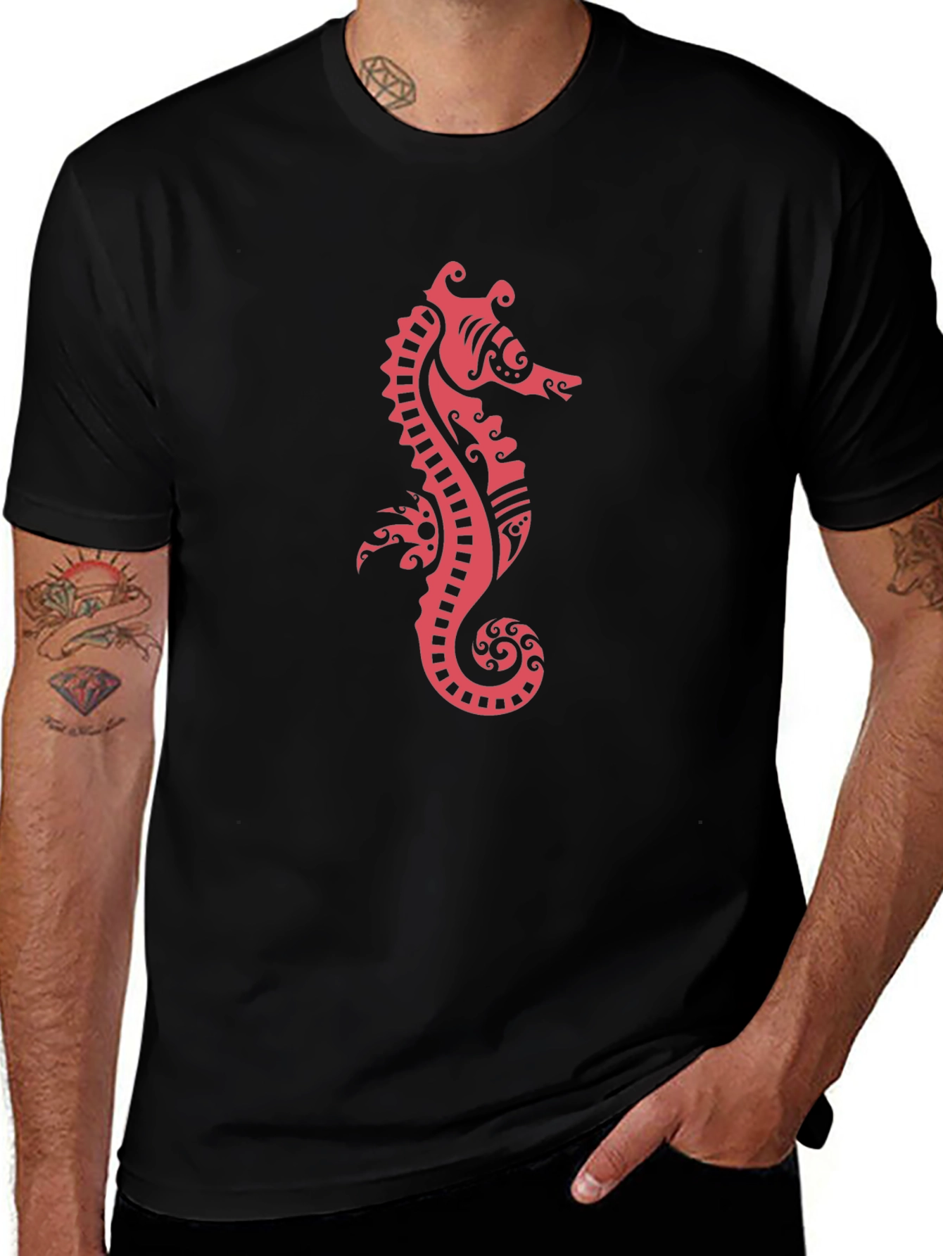 Black Seahorse Graphic Tee