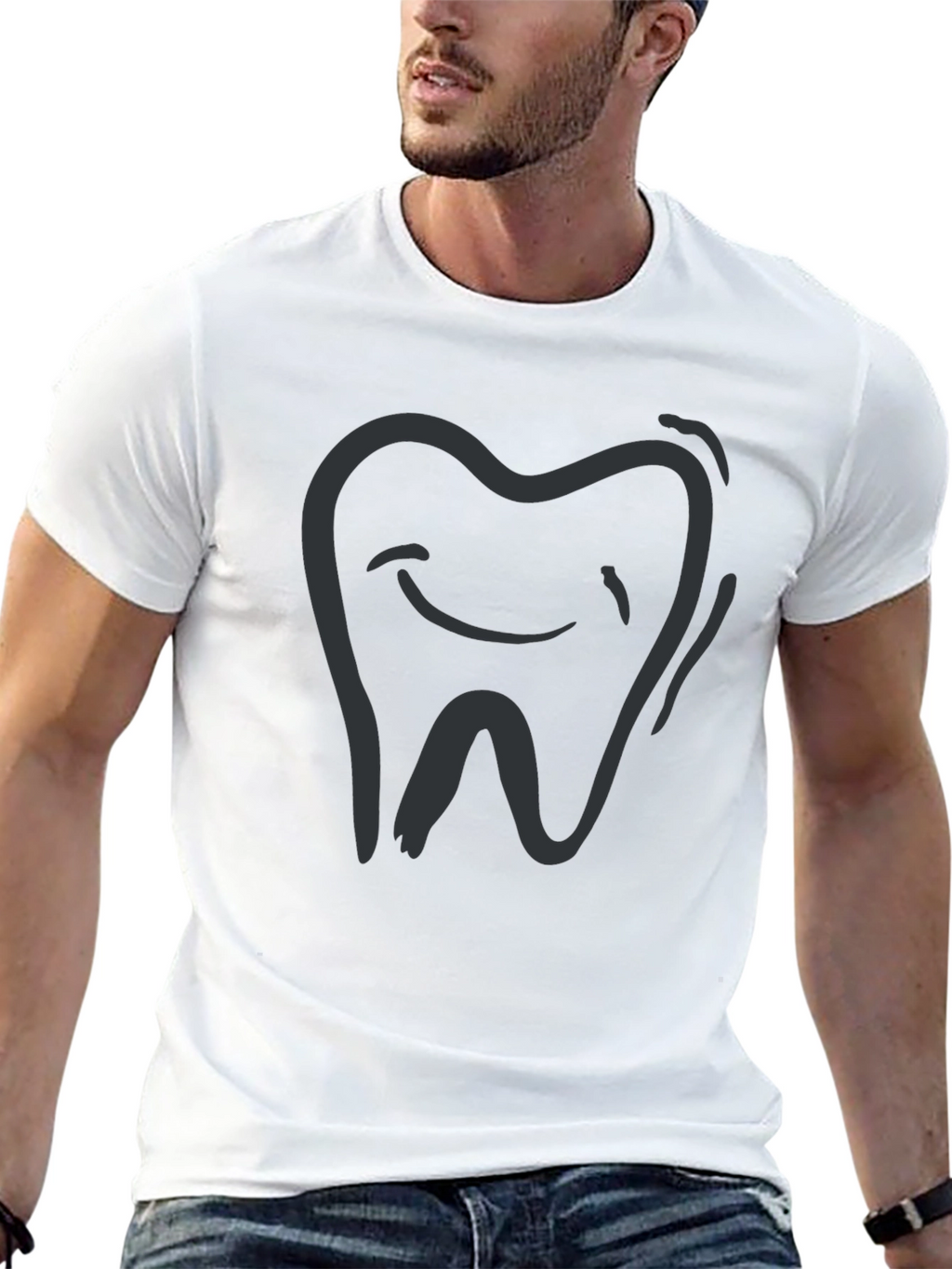 Smiling Tooth Graphic Tee - Black Cotton Comfort