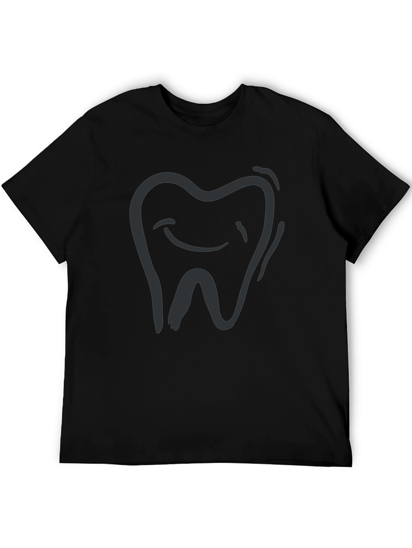 Smiling Tooth Graphic Tee - Black Cotton Comfort