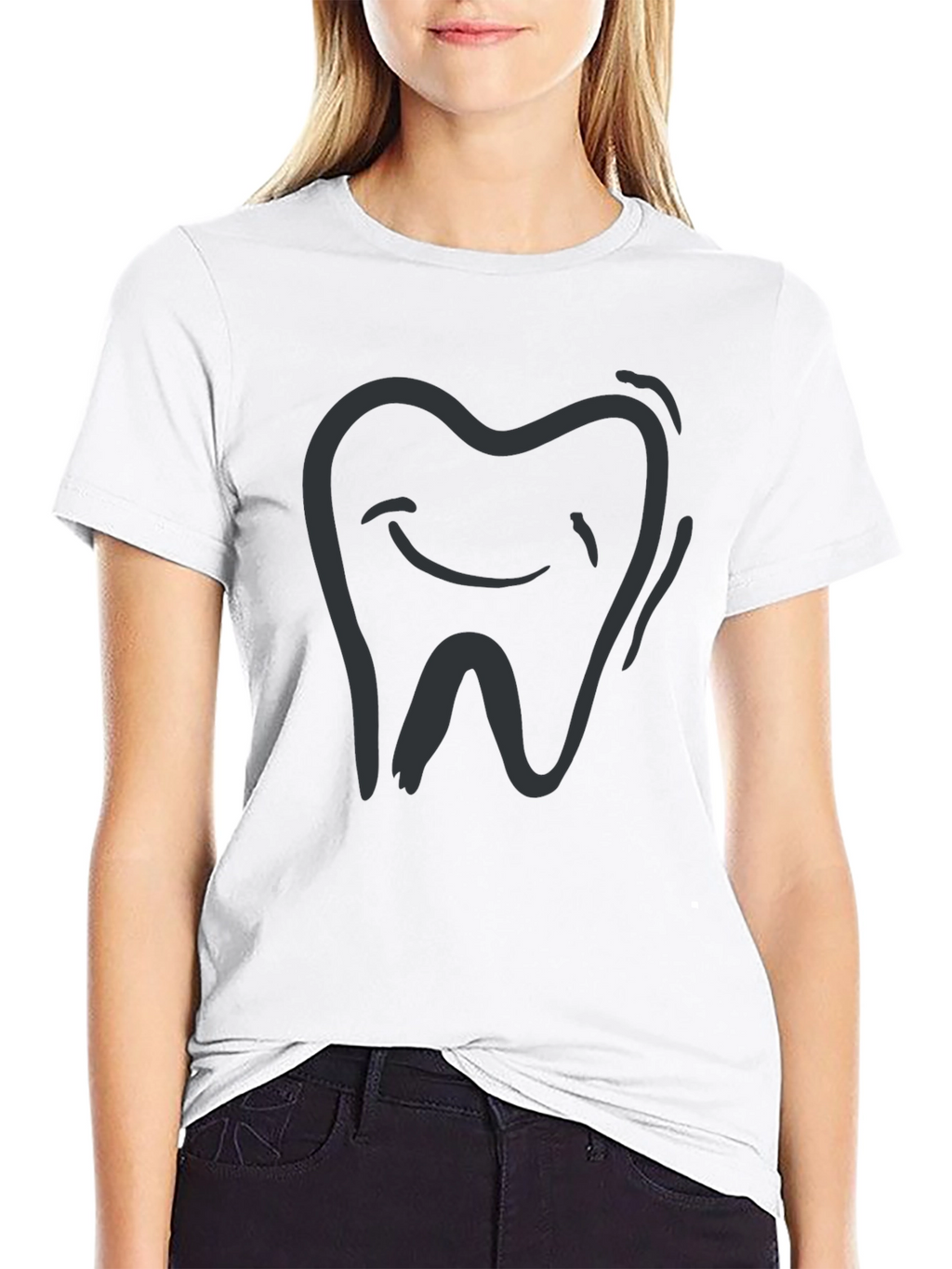 Smiling Tooth Graphic Tee - Black Cotton Comfort