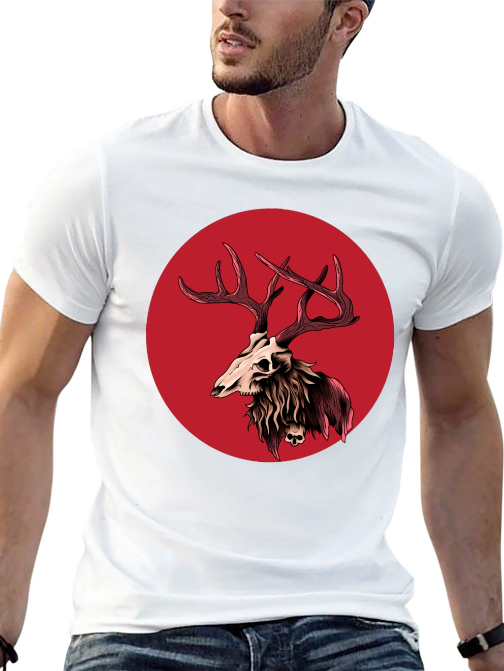 Skull Deer Graphic Tee - Black