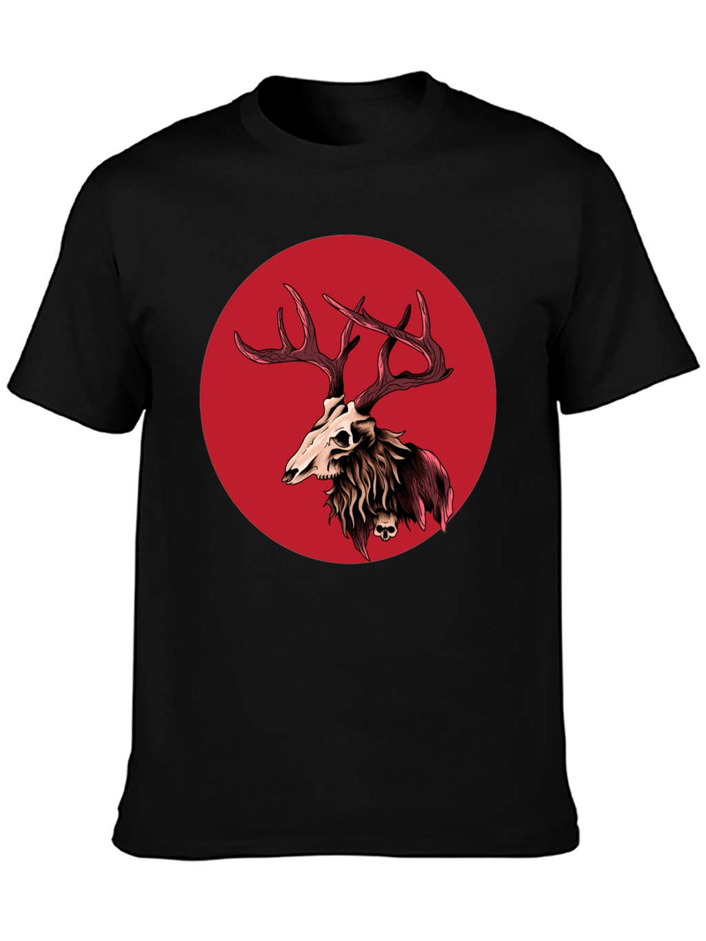 Skull Deer Graphic Tee - Black