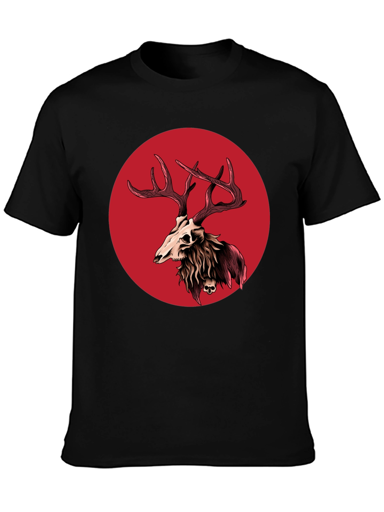 Skull Deer Graphic Tee - Black