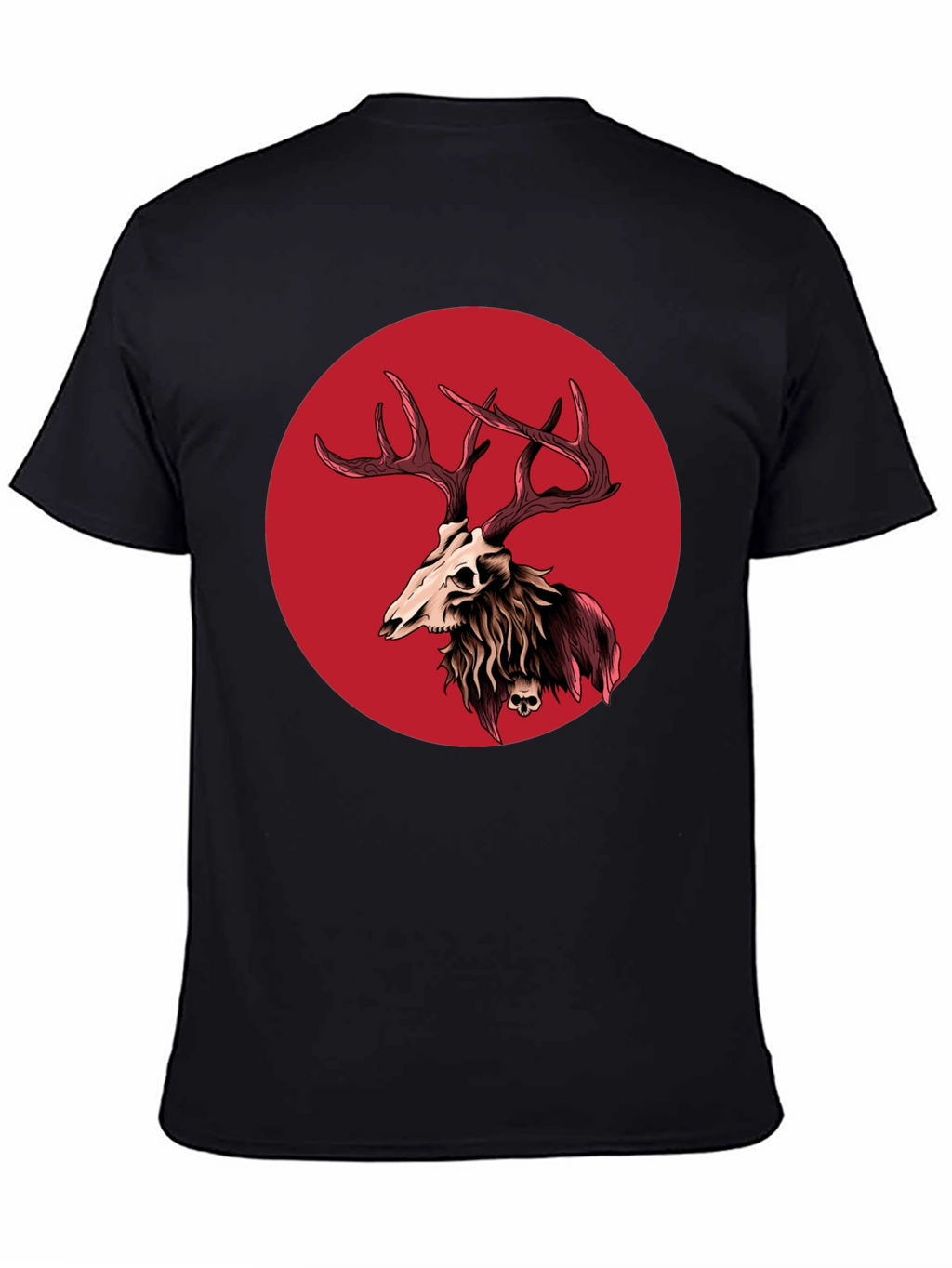 Skull Deer Graphic Tee - Black