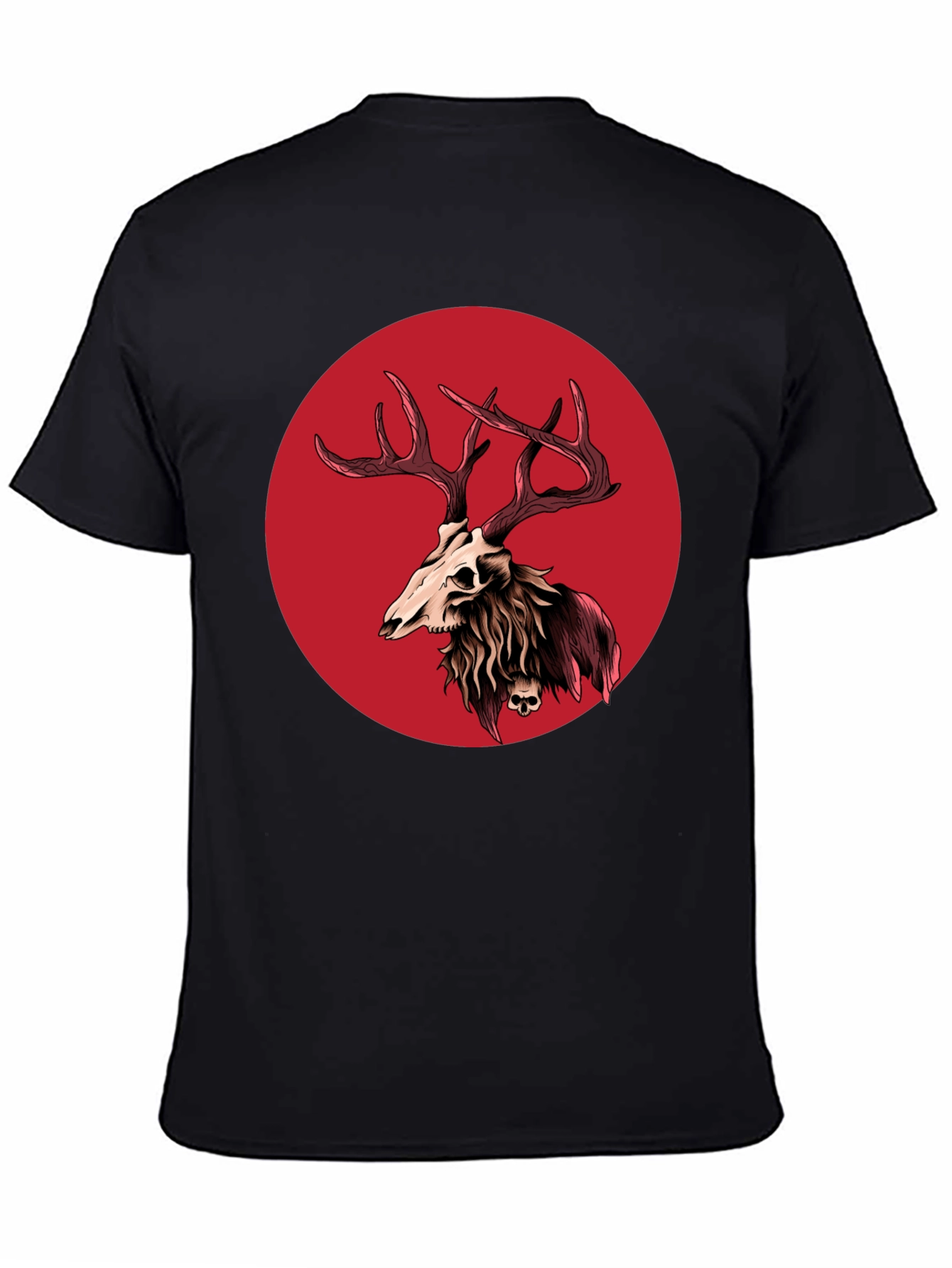 Skull Deer Graphic Tee - Black