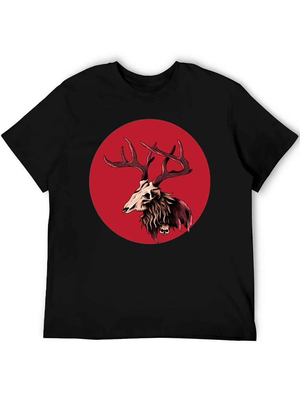 Skull Deer Graphic Tee - Black