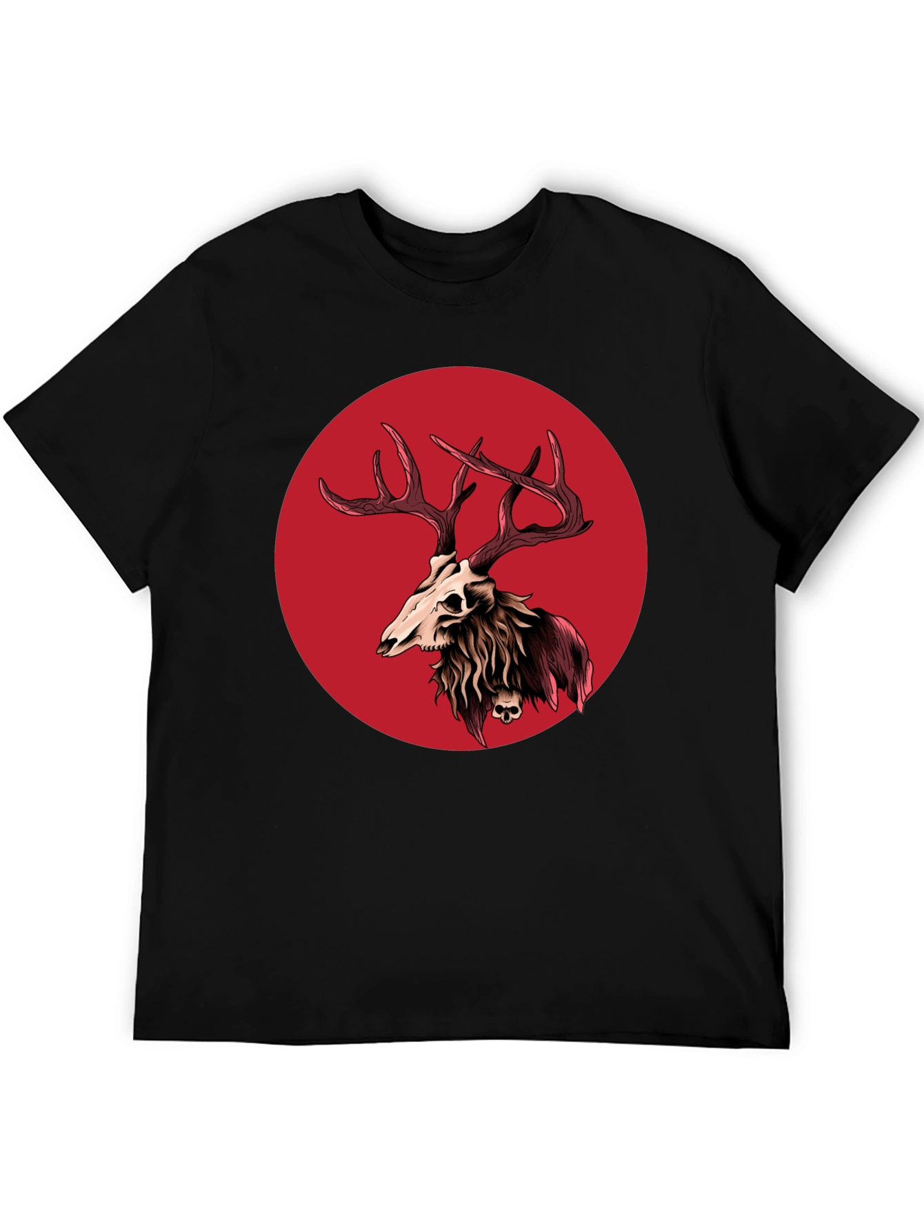Skull Deer Graphic Tee - Black