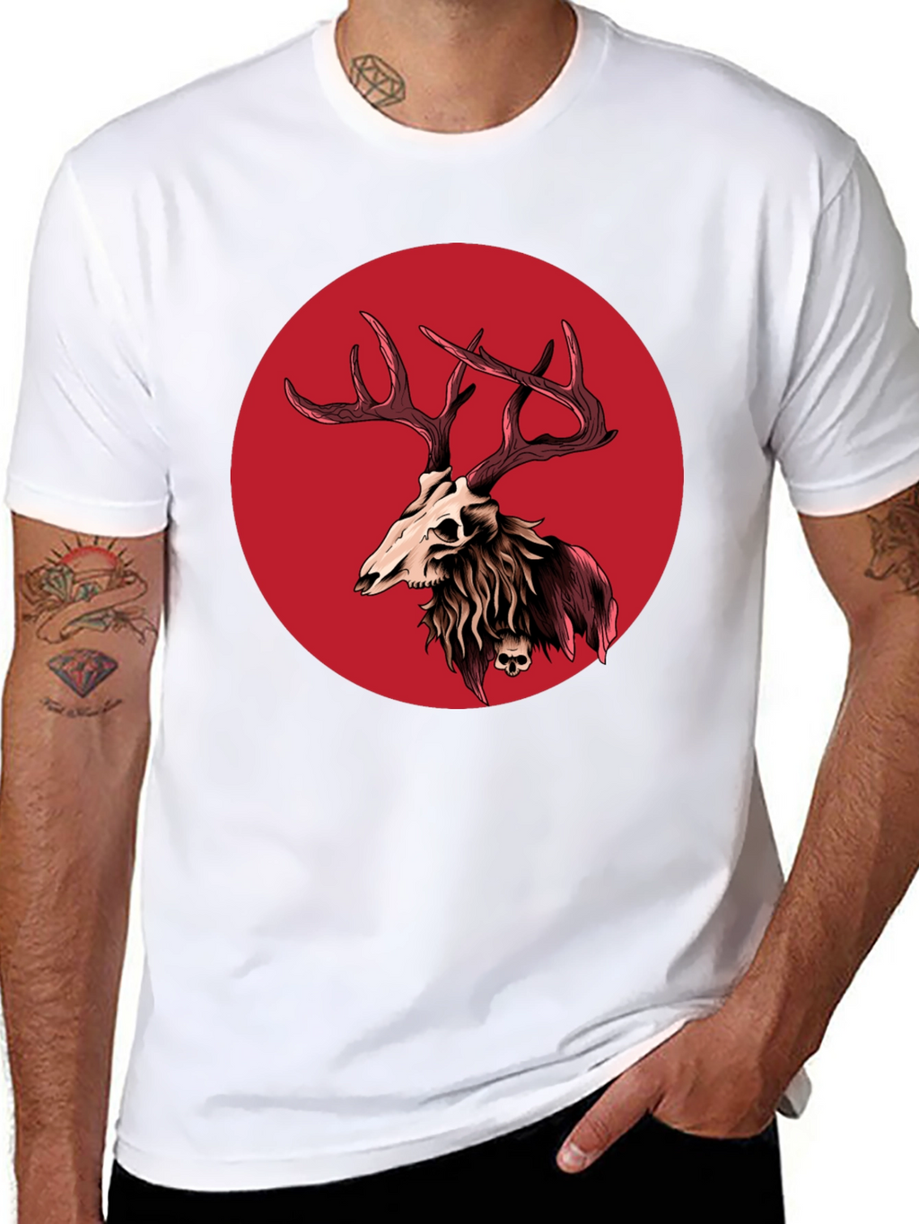 Skull Deer Graphic Tee - Black