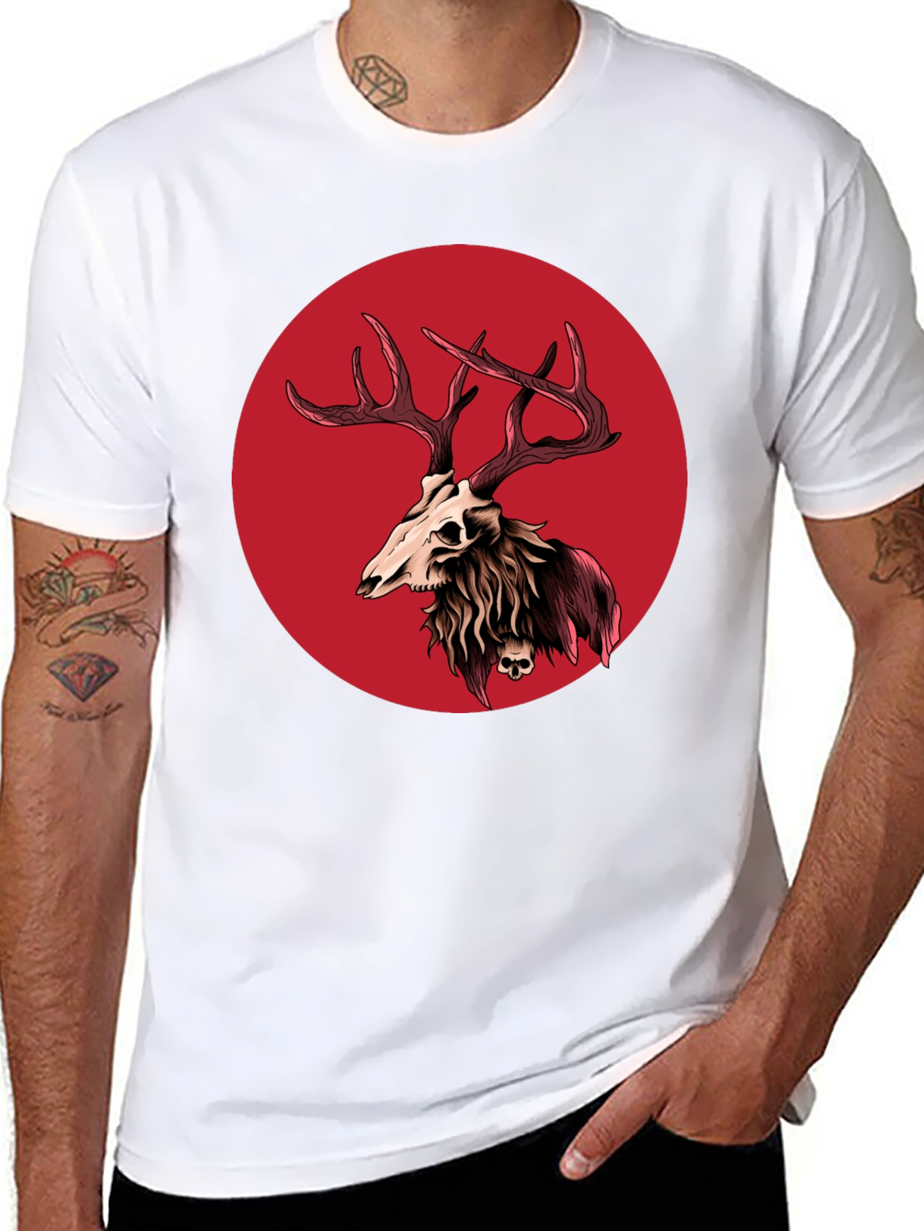 Skull Deer Graphic Tee - Black