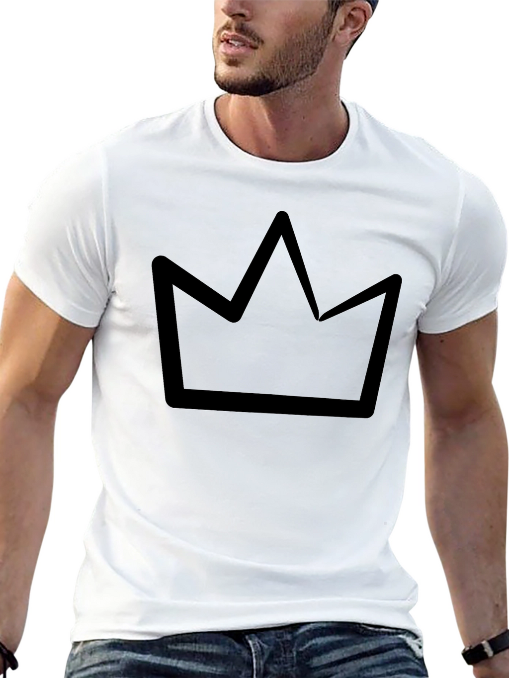 Crown Graphic Tee - Unisex Casual Black T-Shirt
