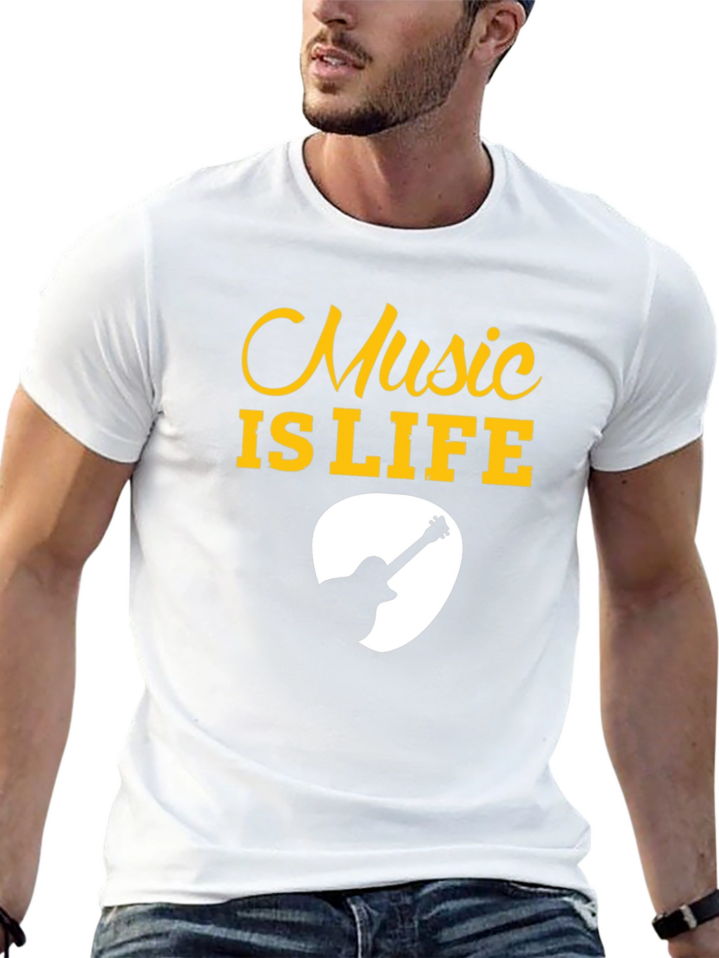 Music is Life Guitar Pick Graphic Tee