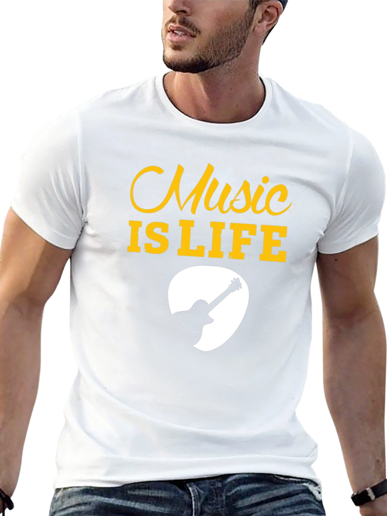 Music is Life Guitar Pick Graphic Tee