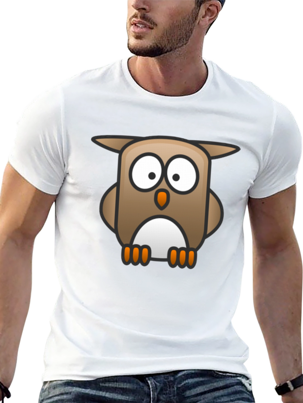 Owl Graphic Print Black T-Shirt