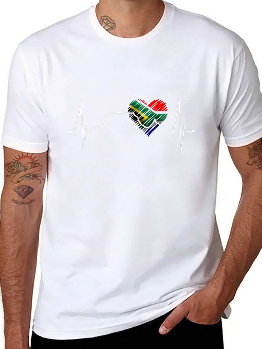 South Africa Flag Heartbeat T-Shirt