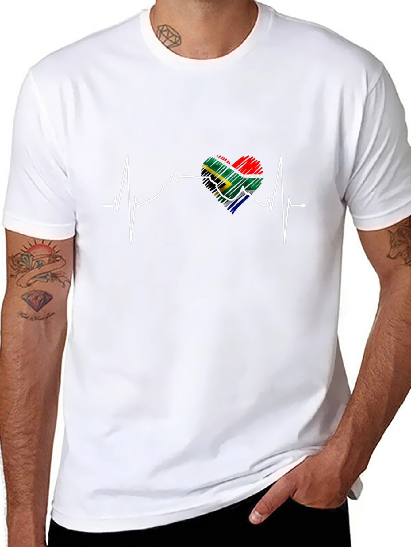 South Africa Flag Heartbeat T-Shirt