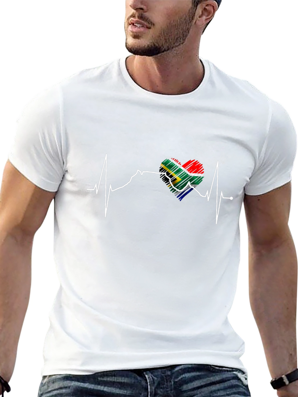 South Africa Flag Heartbeat T-Shirt