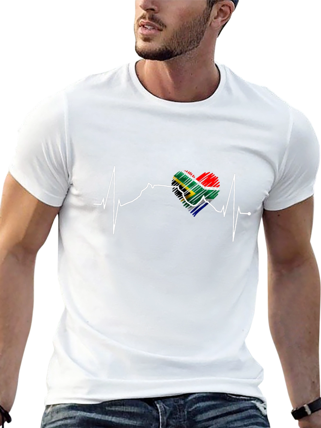 South Africa Flag Heartbeat T-Shirt
