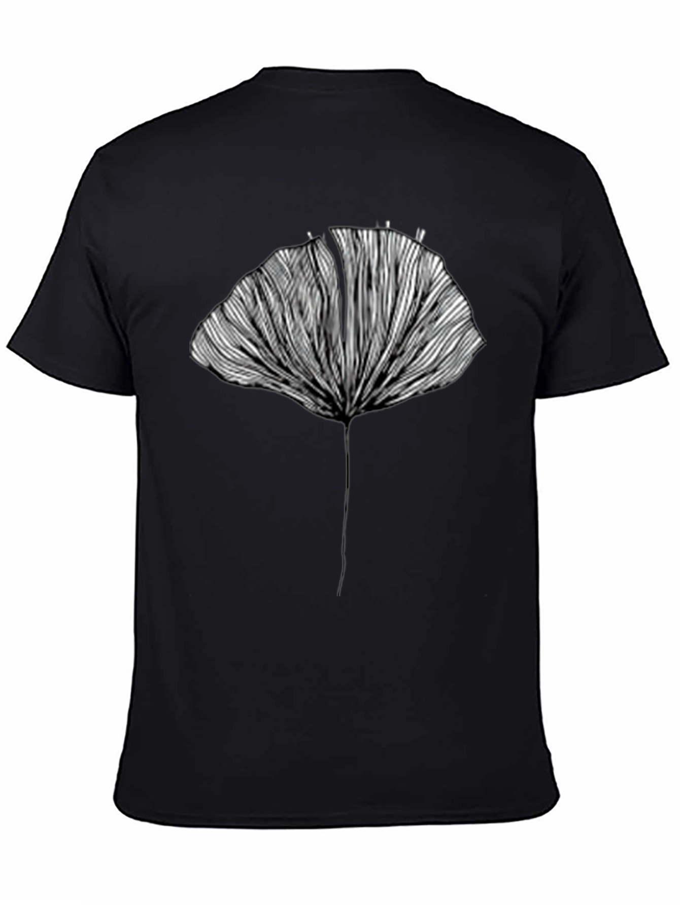 Abstract Ginkgo Leaf Graphic Tee - Unisex Black T-Shirt
