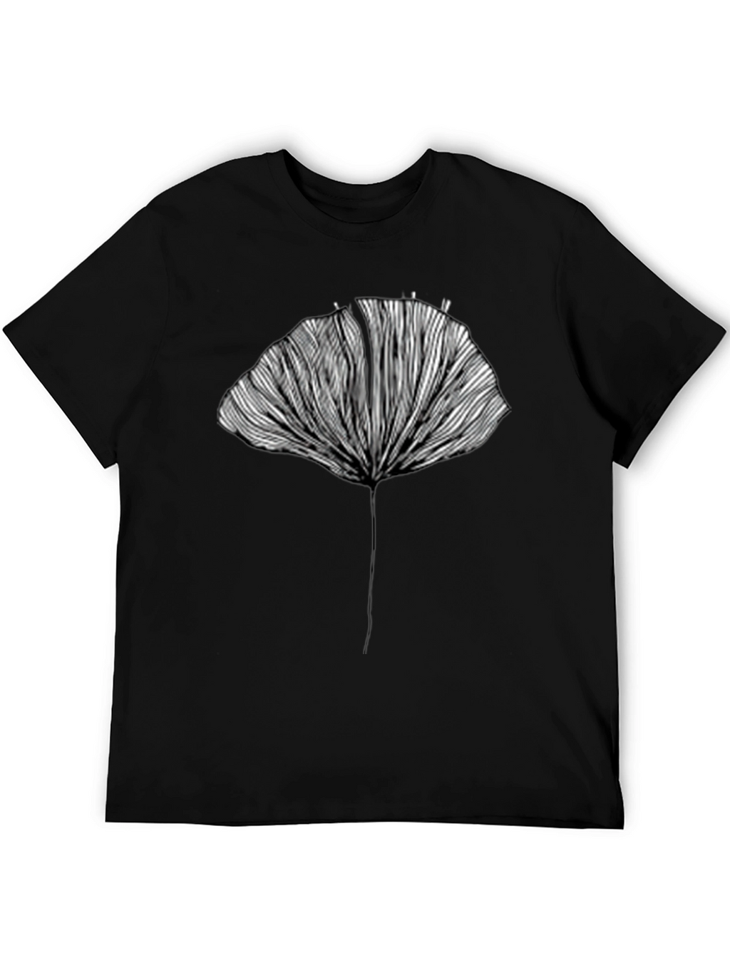 Abstract Ginkgo Leaf Graphic Tee - Unisex Black T-Shirt