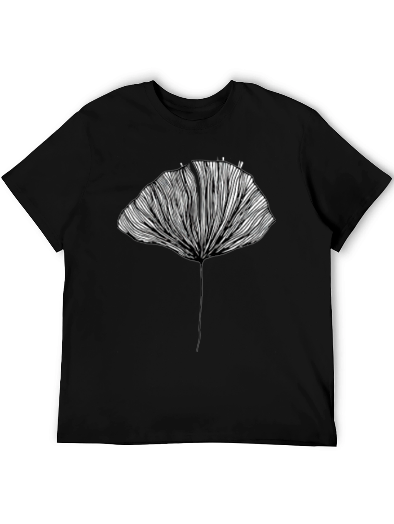 Abstract Ginkgo Leaf Graphic Tee - Unisex Black T-Shirt