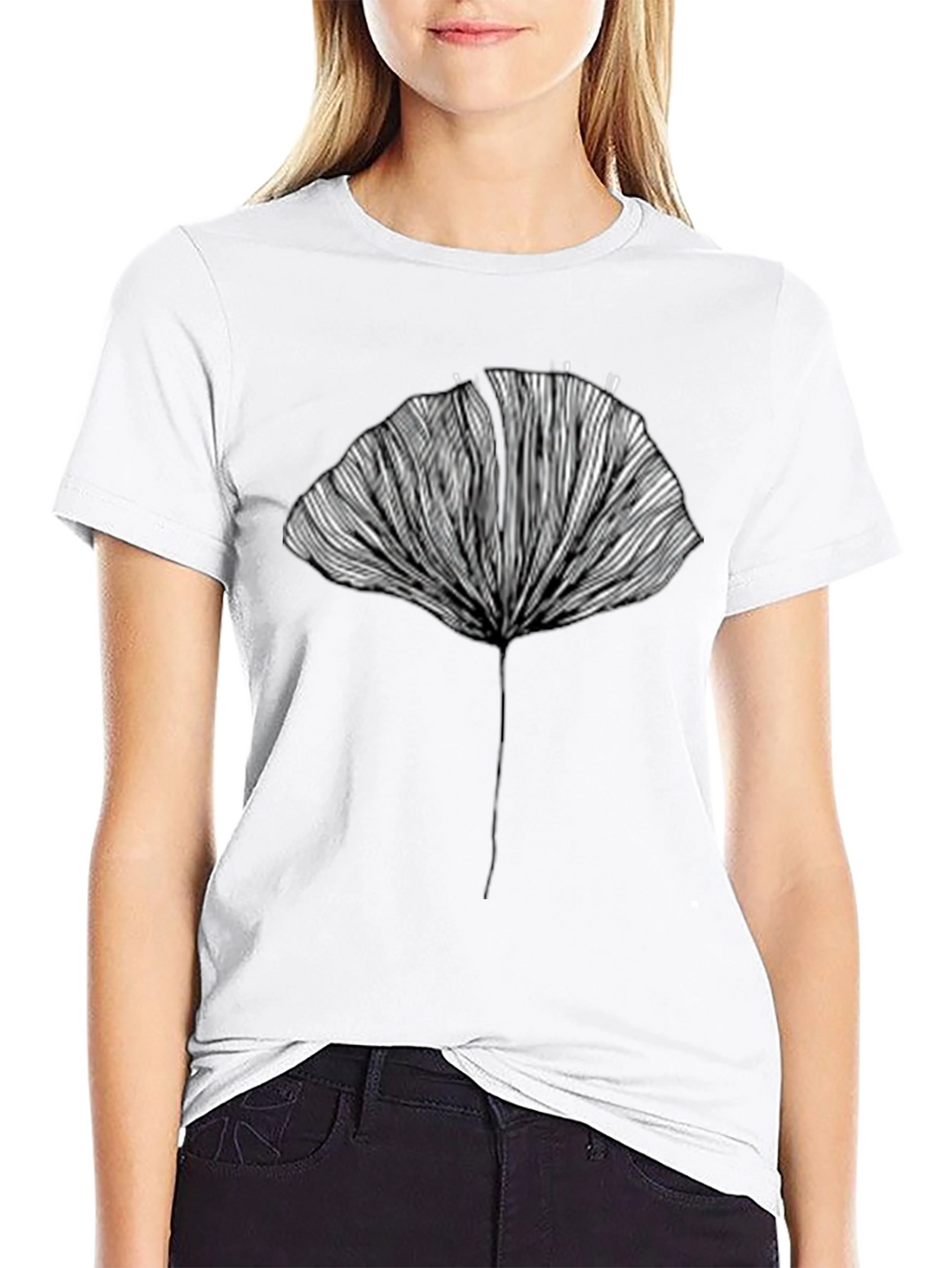 Abstract Ginkgo Leaf Graphic Tee - Unisex Black T-Shirt