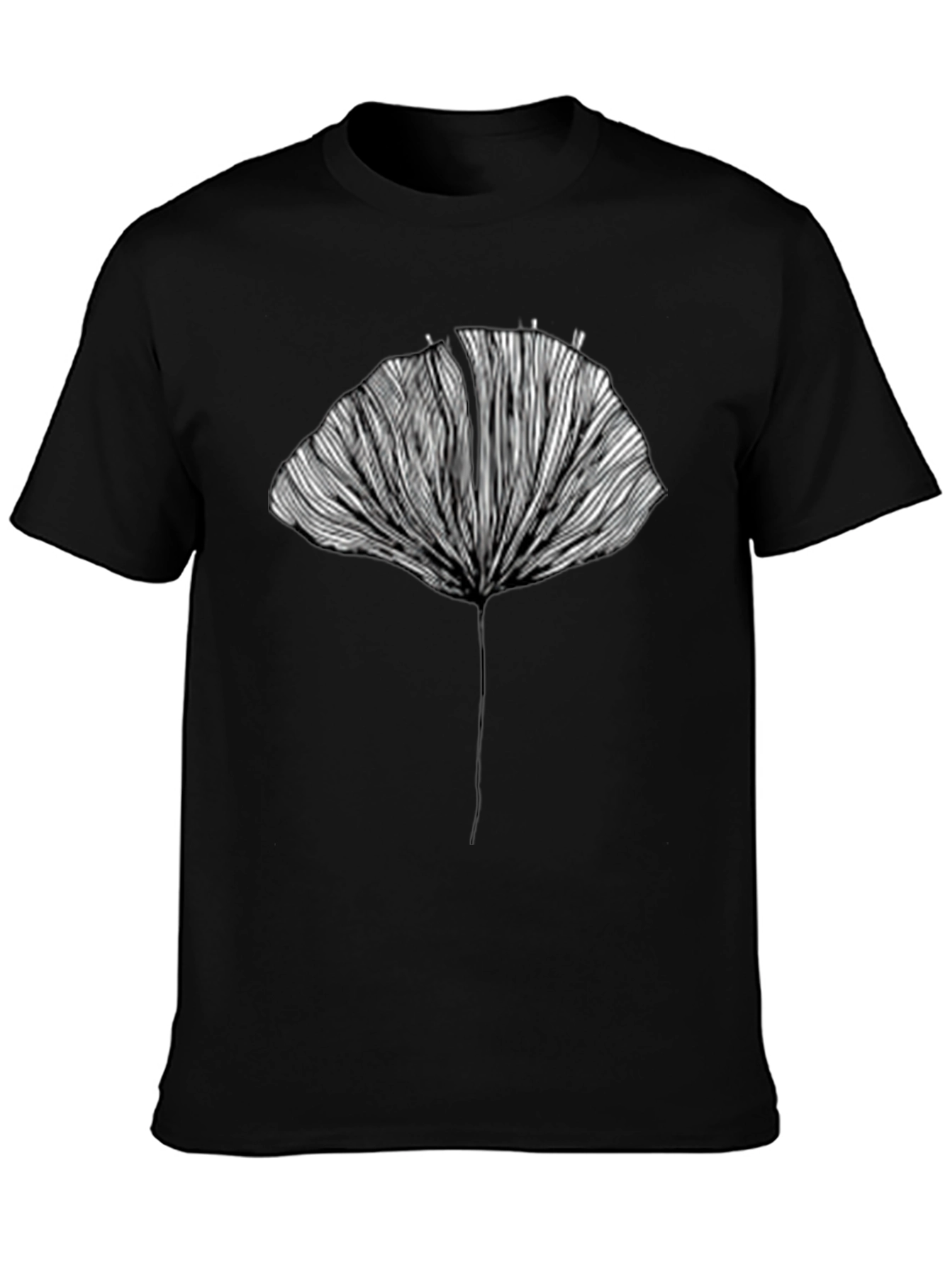 Abstract Ginkgo Leaf Graphic Tee - Unisex Black T-Shirt