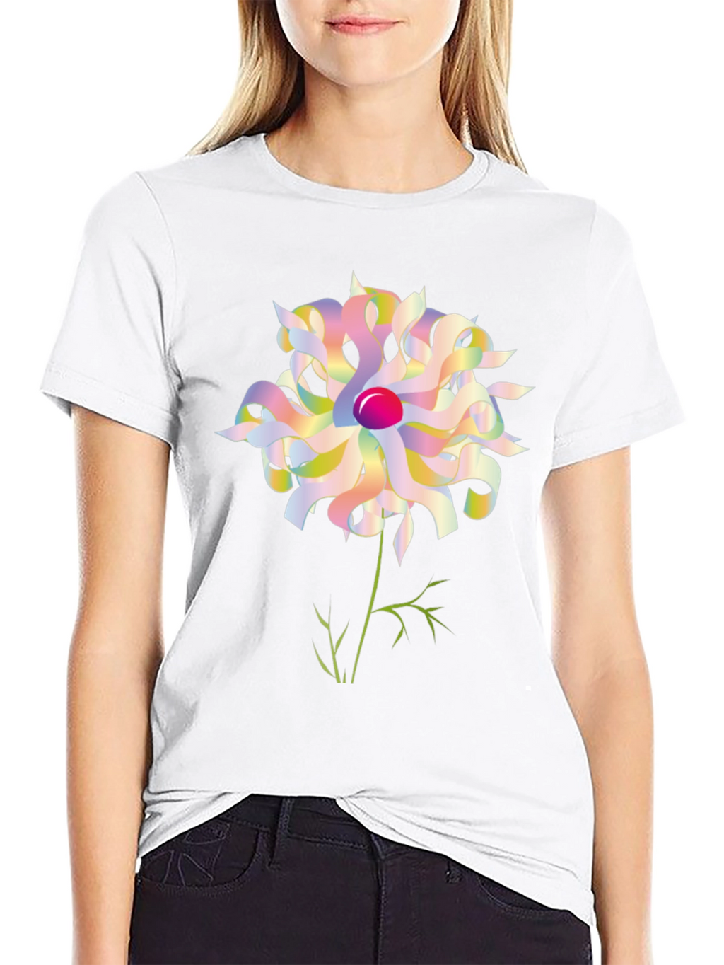 Abstract Floral Graphic Tee - Black Unisex Shirt
