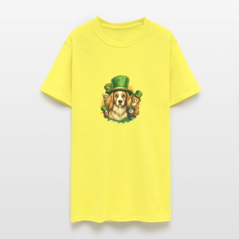 a family of dogs in stylish hats on St Patrick