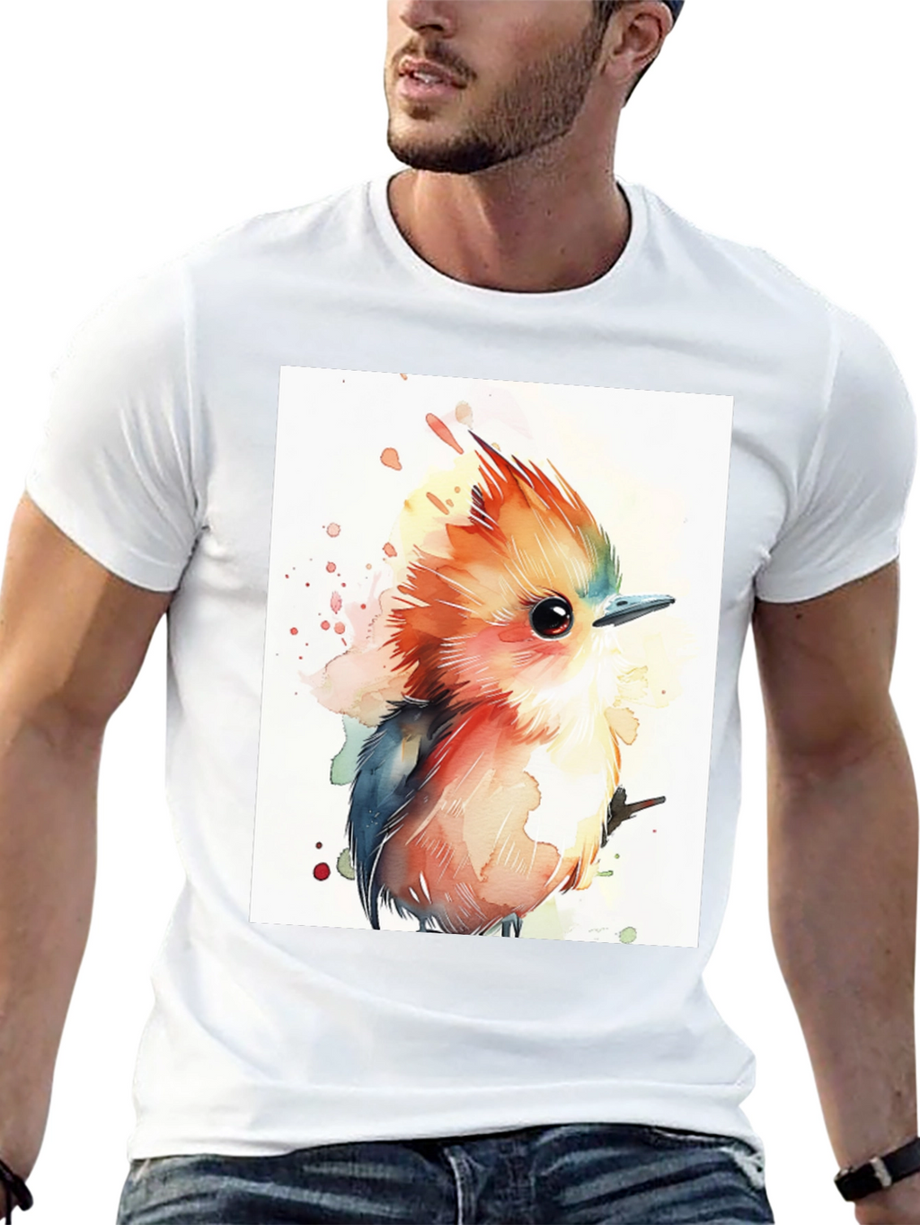 Watercolor Bird Graphic T-Shirt
