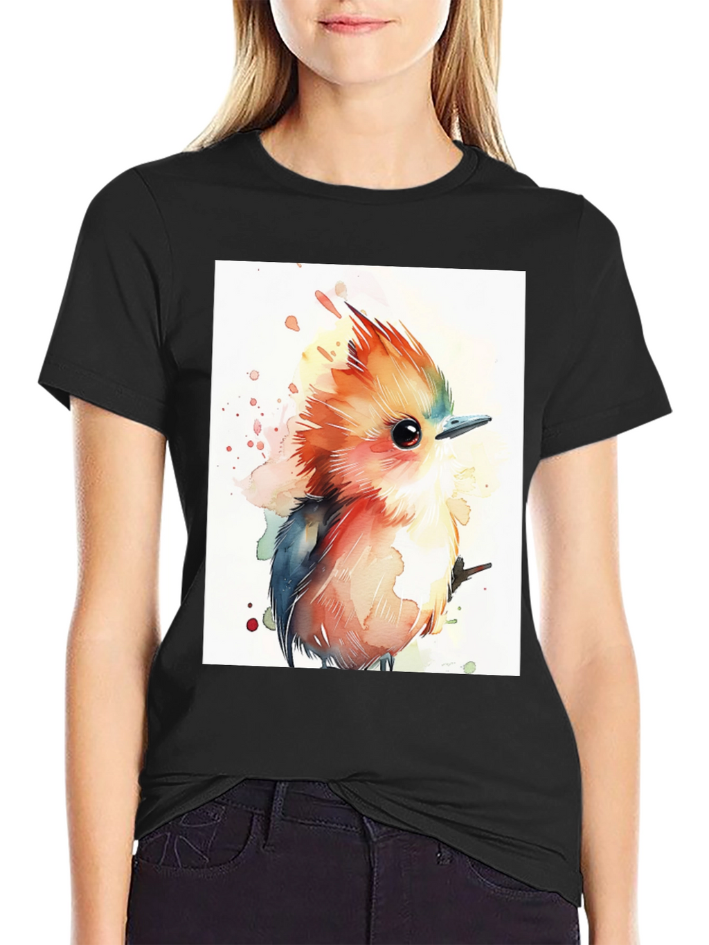 Watercolor Bird Graphic T-Shirt